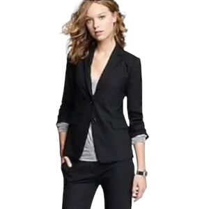 J. Crew 1035 Black Wool Tollegno Blazer Jacket Size 2